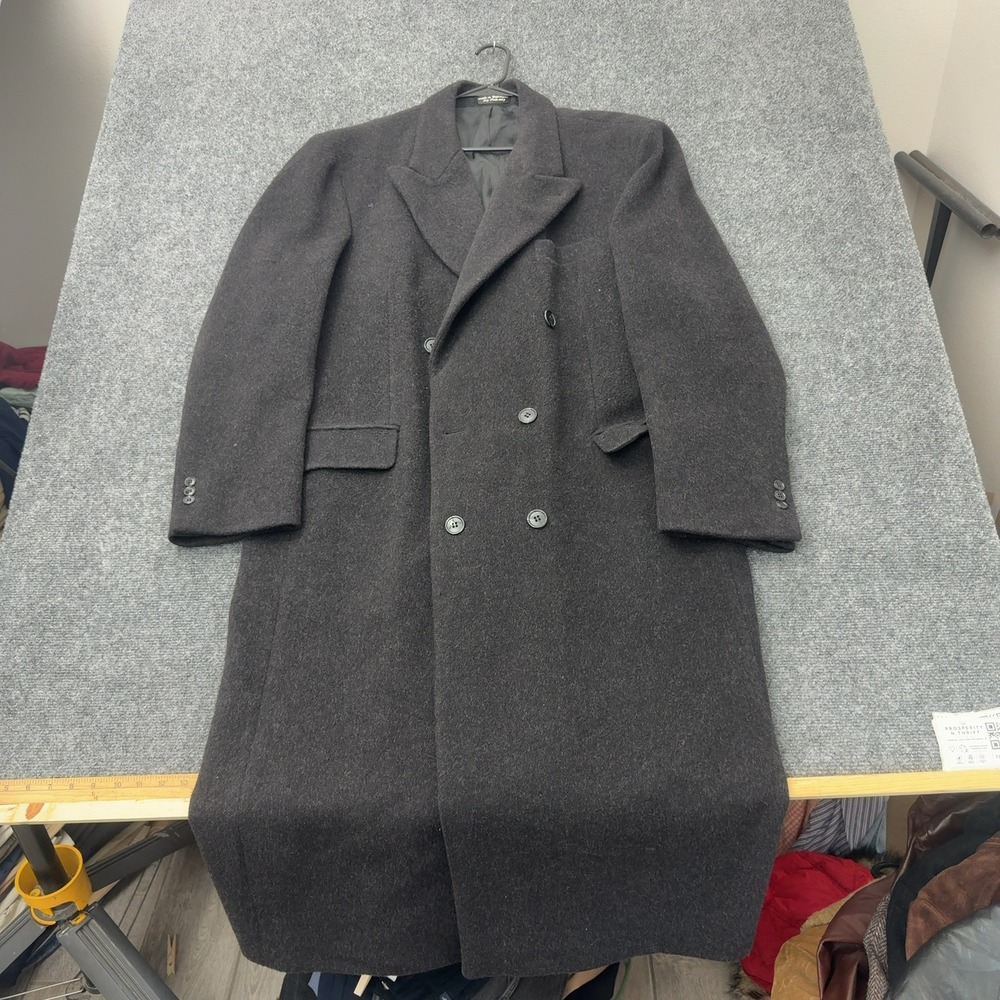 Vintage Allyn Saint George Overcoat Mens 44 Gray Wool Long Heavyweight Classic